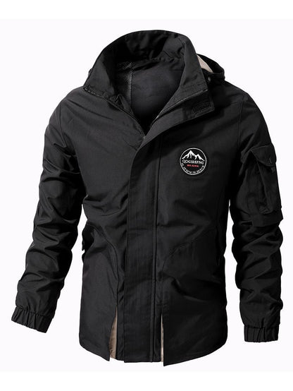 Kapuzenjacke Herren Oversize Langarm Outdoor Einfarbig – Baumwoll-Mischung