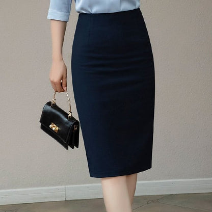 Women's mid-length over-the-knee slim velvet-lined skirt for autumn and winter