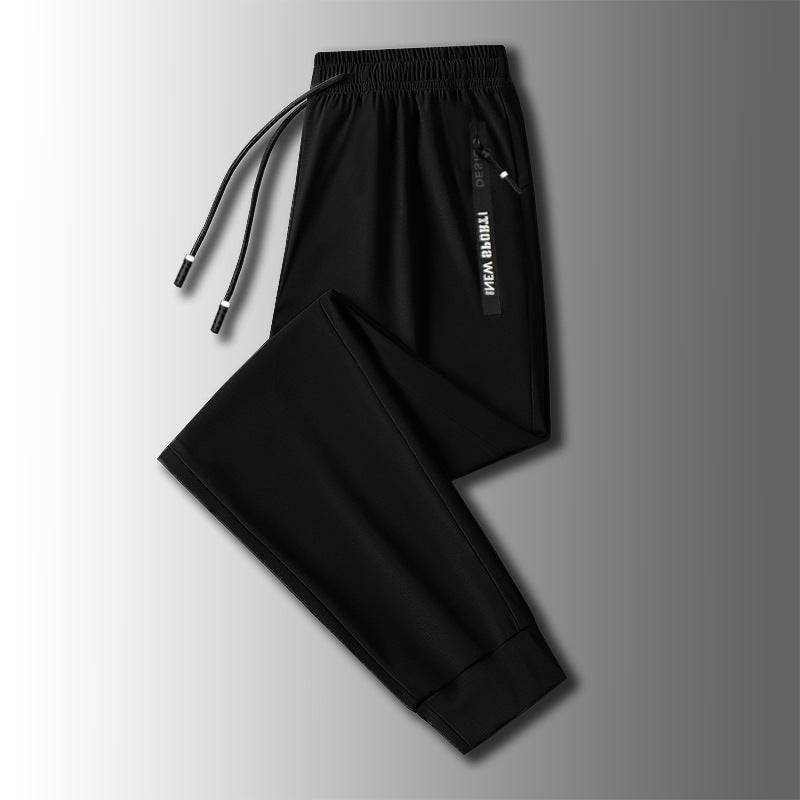 Men's Winter Fleece Lined Straight Pants, Thick Waistband, Solid Color