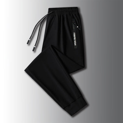 Men's Winter Fleece Lined Straight Pants, Thick Waistband, Solid Color