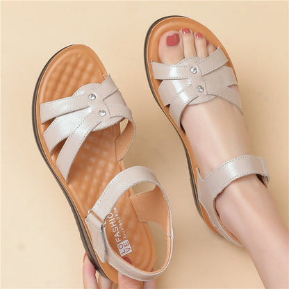 Flache Damen-Sneaker Mit Niedrigem Schaft, Klettverschluss, Runder Zehenpartie Und Metalldetails