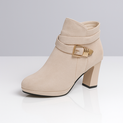 Women's ankle boots autumn artificial suede wrap strap golden buckle orthopedic