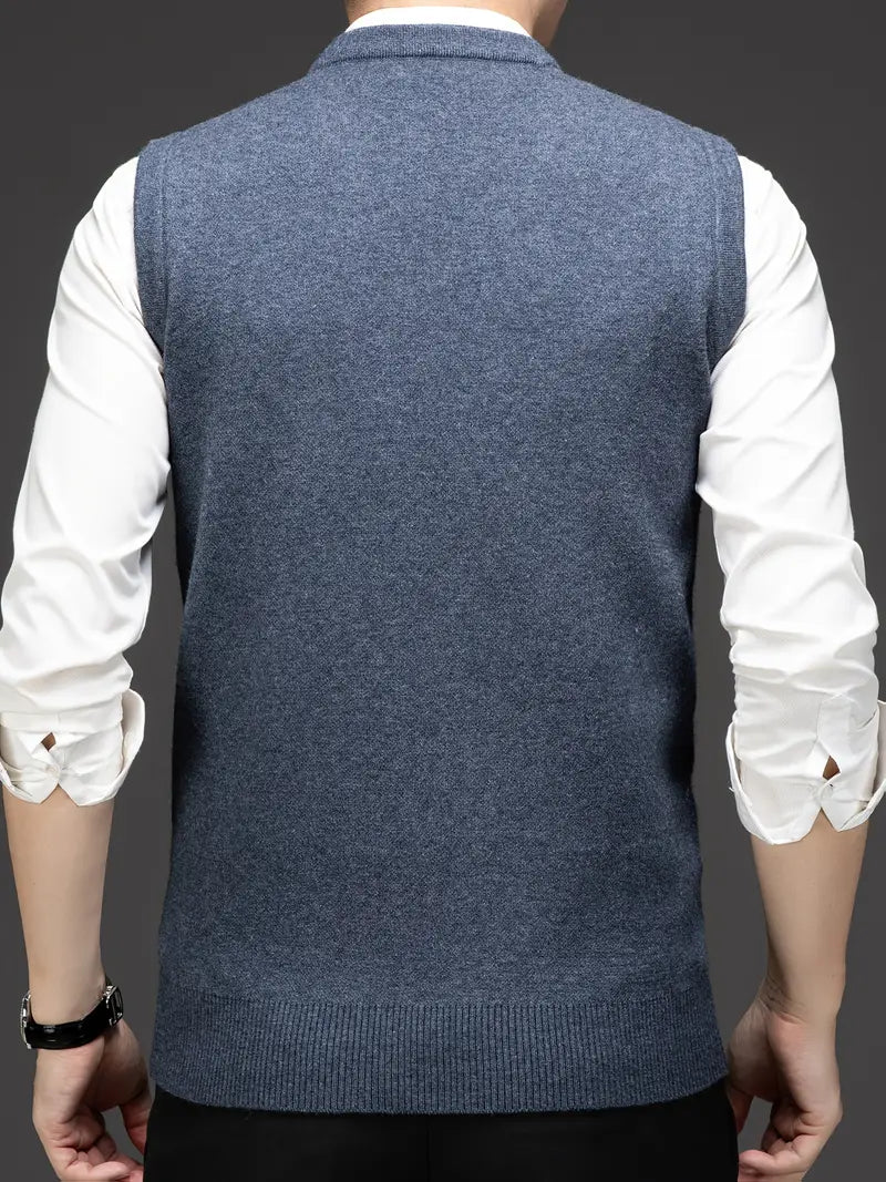 Herren Strick-Bodywarmer mit V-Ausschnitt, Slim Fit
