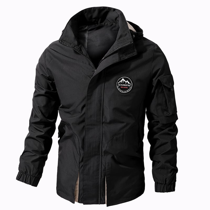 Kapuzenjacke Herren Oversize Langarm Outdoor Einfarbig – Baumwoll-Mischung