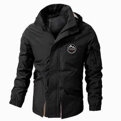 Kapuzenjacke Herren Oversize Langarm Outdoor Einfarbig – Baumwoll-Mischung