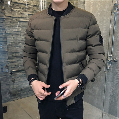 Herren Winter Stehkragen Gepolsterte Baseballjacke mit Reißverschluss vorne