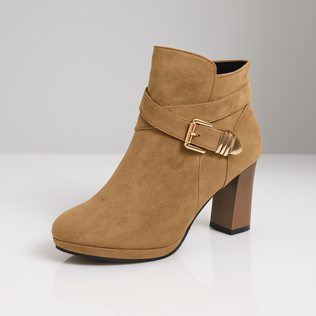 Women's ankle boots autumn artificial suede wrap strap golden buckle orthopedic
