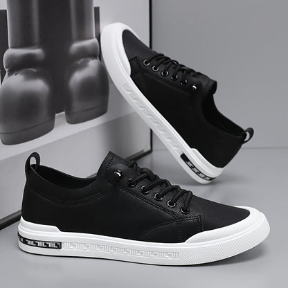 Herren Sneakers Mit Schnürung, Glattem Obermaterial, Gepolstertem Fußbett