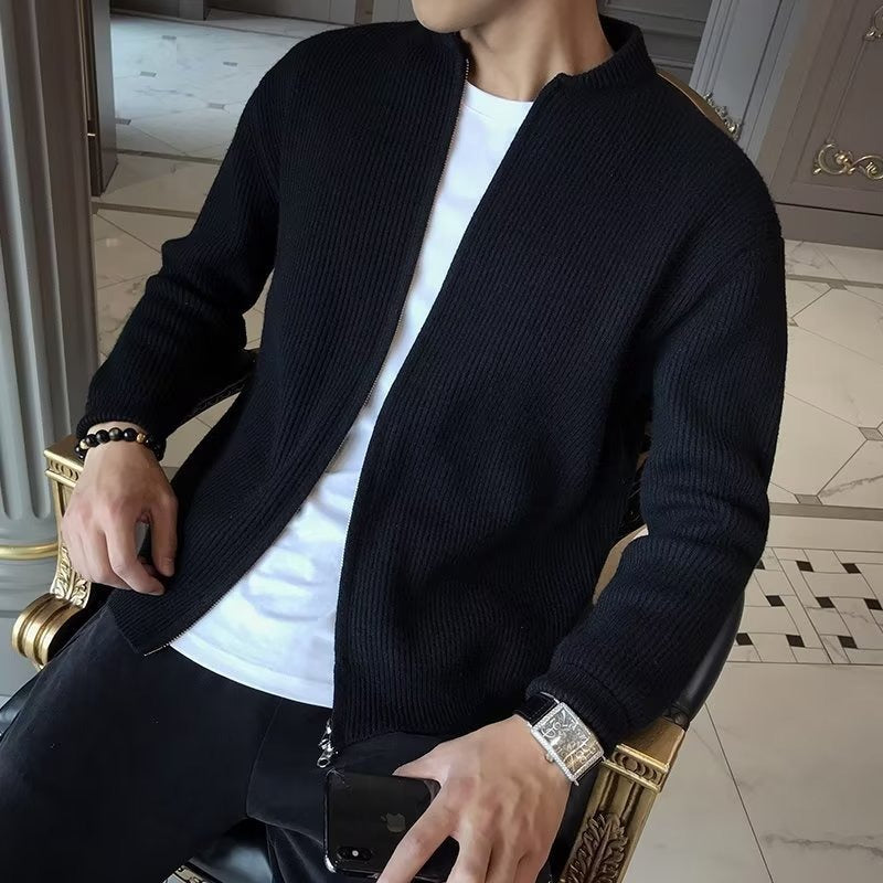 Winter Herren Cardigan Unifarben Langarm – Vielseitig für Alltag und Winter
