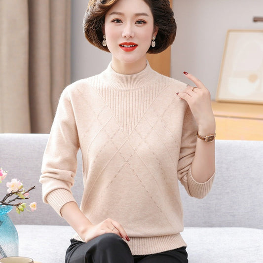 Damen-Strickpullover mit Stehkragen und dicker Struktur