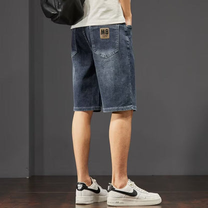 Herren Sommer-Denim-Shorts, Gerades Bein, Lockere Passform, Verkürzte Länge