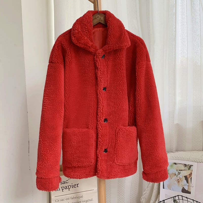 Damen Winter Mantel in Midi-Länge aus Kunst-Lammfell mit langen Ärmeln
