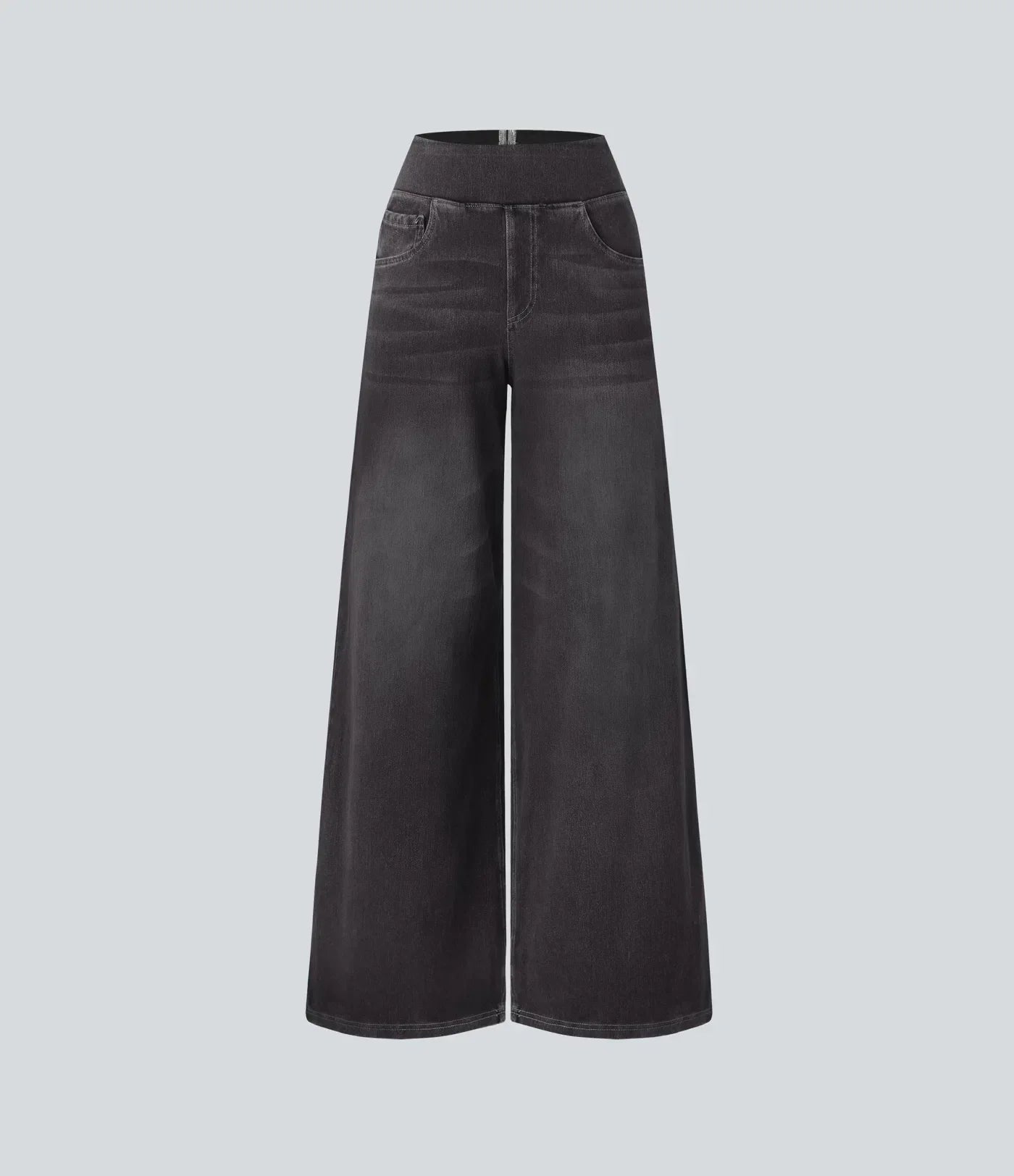 Women's Pants with High Waist and Elastic Waistband