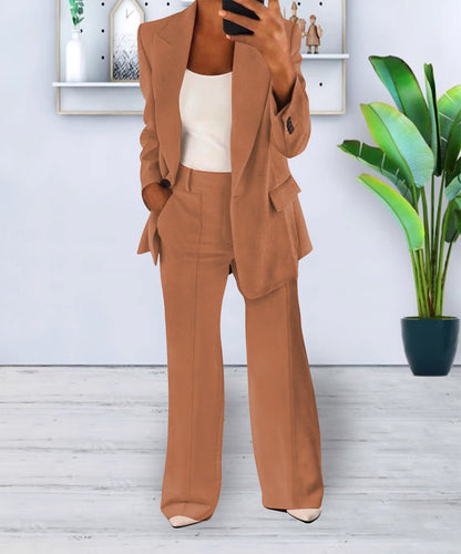 Damen-Freizeitanzug Mit Langem Blazer Und Hose – Lockere Passform