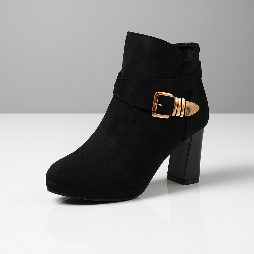 Women's ankle boots autumn artificial suede wrap strap golden buckle orthopedic