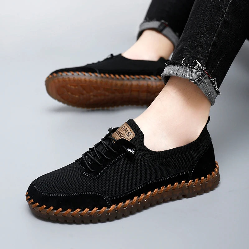 Herren Schnür-Sneaker mit kontrastierenden Details und stabiler Laufsohle