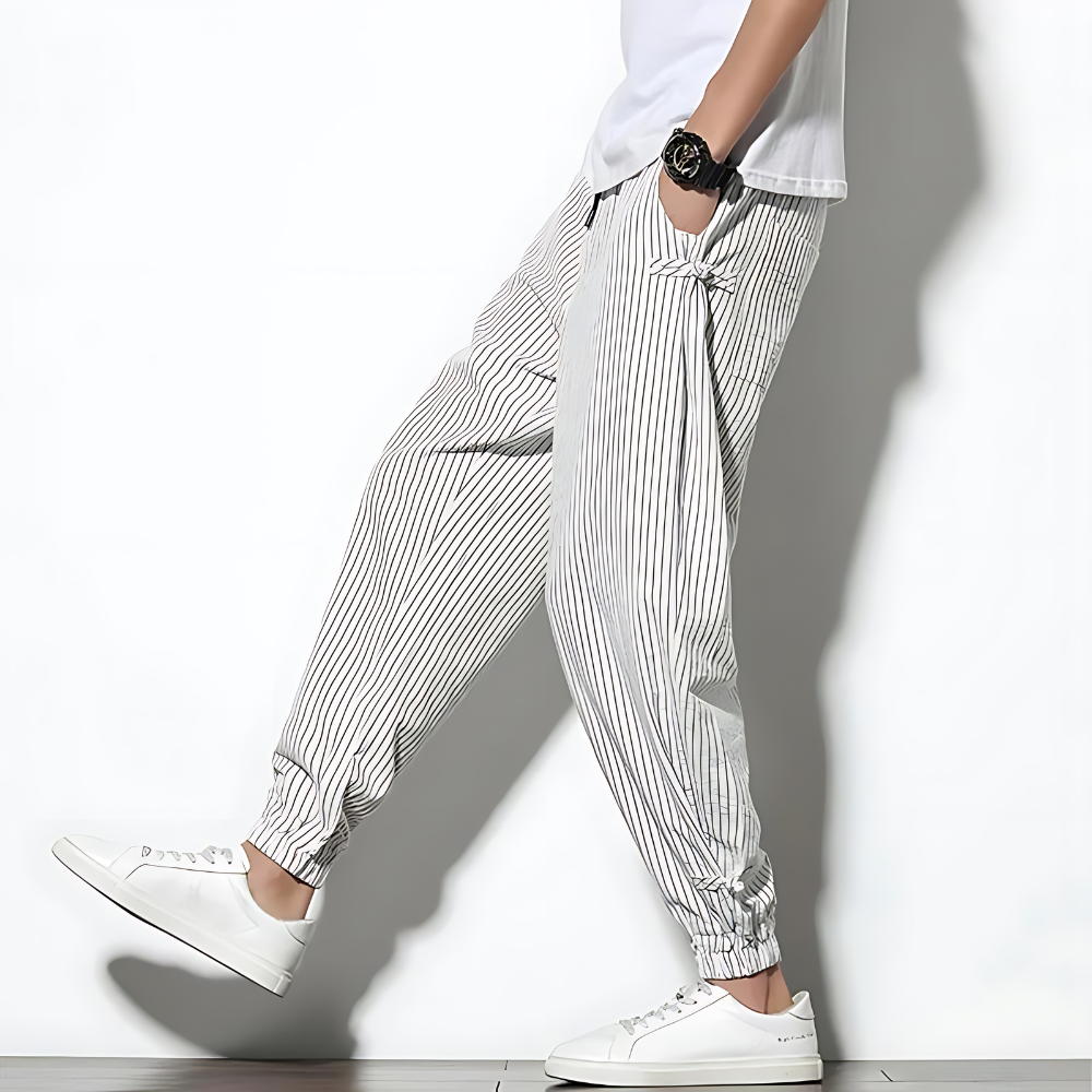 Herren Chinohose mit Geradem Bein – Kordelzug Lockerer Schnitt