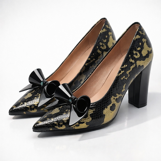 Damen High Heels mit spitzer Kappe und Krokoprägung