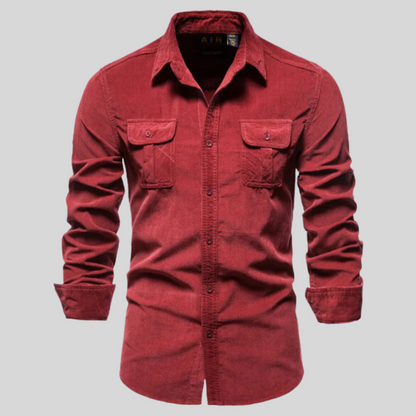 Herren Cordhemd Langarm Button-Up