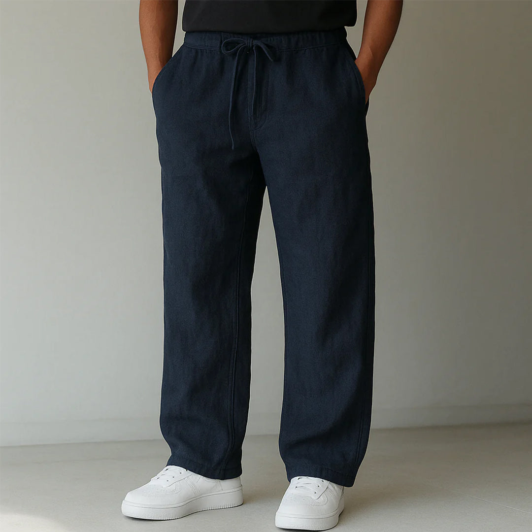 Herren Gerade Geschnittene Hose Mit Elastischem Bund Und Seitentaschen