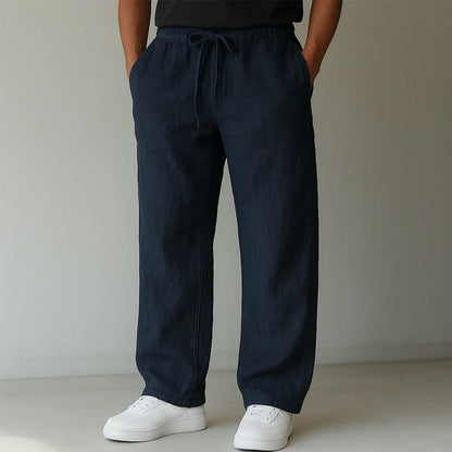 Herren Gerade Geschnittene Hose Mit Elastischem Bund Und Seitentaschen