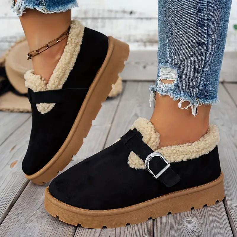 Women's Winter Slip-On Shoes With Plush Lining And Orthopedic Support