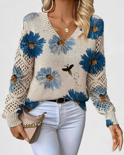 Damen Pullover Mit Durchbrochenen Ärmeln Und Weicher Struktur