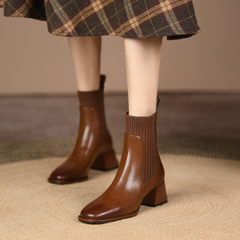 Damen Stiefelette Knöchelhoch Niedriger Absatz Einfarbiges Design