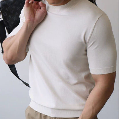 Herren T-Shirt mit Rundhalsausschnitt – Tailored Fit Gerippte Abschlüsse