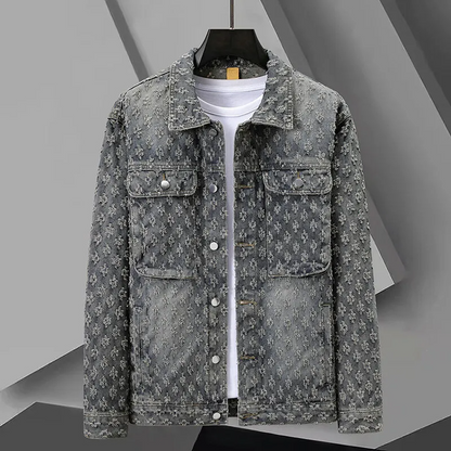 Men's jacket with jacquard pattern and tailored fit