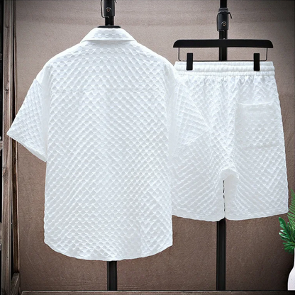Herren Sommer Set mit Reißverschluss Poloshirt und Shorts