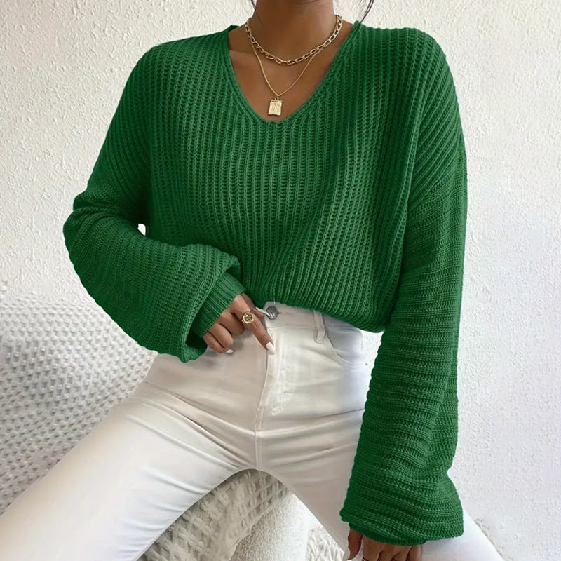 Kurz Geschnittener Pullover Mit V Ausschnitt