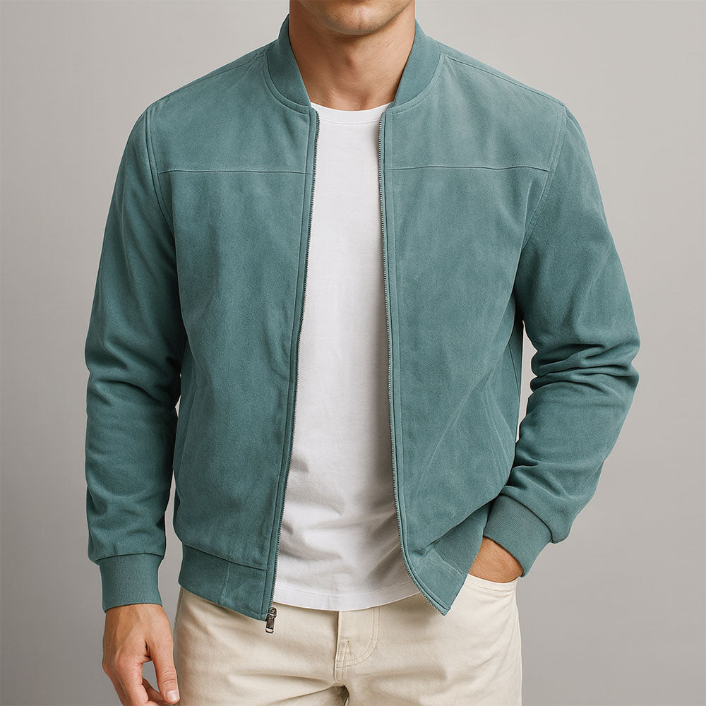 Men's Suede Jacket Slim Fit Minimalist Bomber