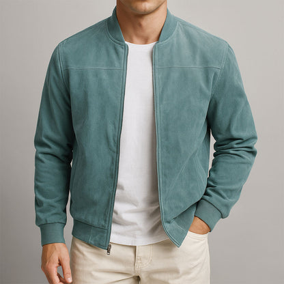 Men's Suede Jacket Slim Fit Minimalist Bomber