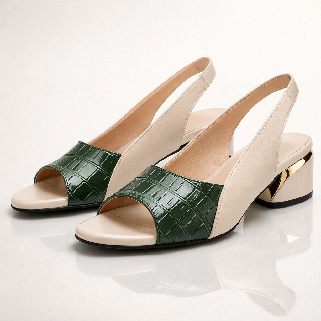 Damen Sommer Sandalen Fersenriemen Strukturierte Prägung Niedriger Absatz