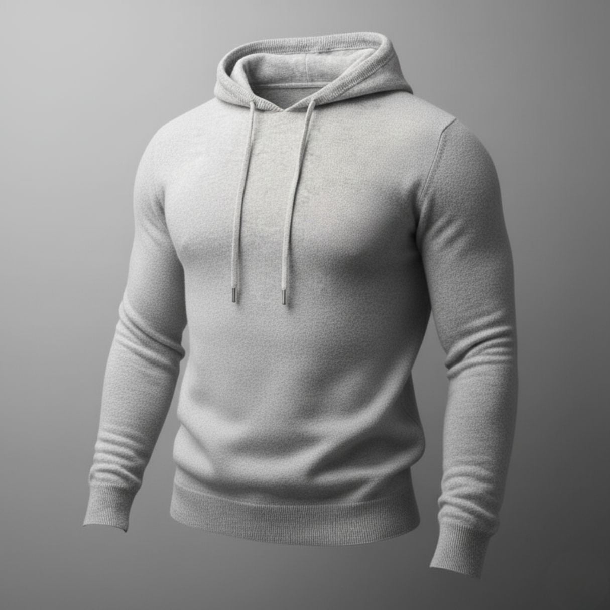 Herren Hoodie Leichtes Strickdesign Verstellbare Kapuze Gerippter Saum