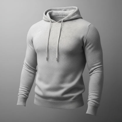 Herren Hoodie Leichtes Strickdesign Verstellbare Kapuze Gerippter Saum