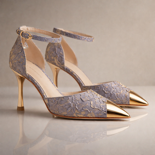 Damenpumps mit Spitzkappe Metallkappenspitze und Stilettoabsatz