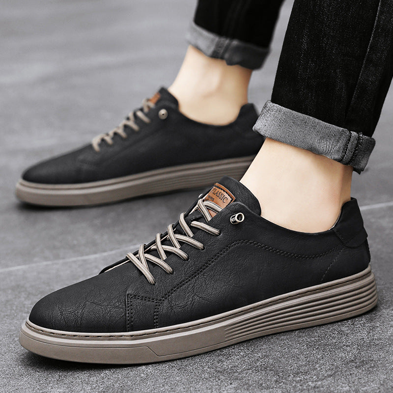 Men's Sneakers with Stitched Upper and Clear Silhouette