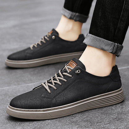 Men's Sneakers with Stitched Upper and Clear Silhouette