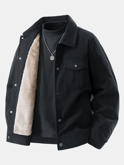 Men&#39;s autumn jacket with lining and snap button closure