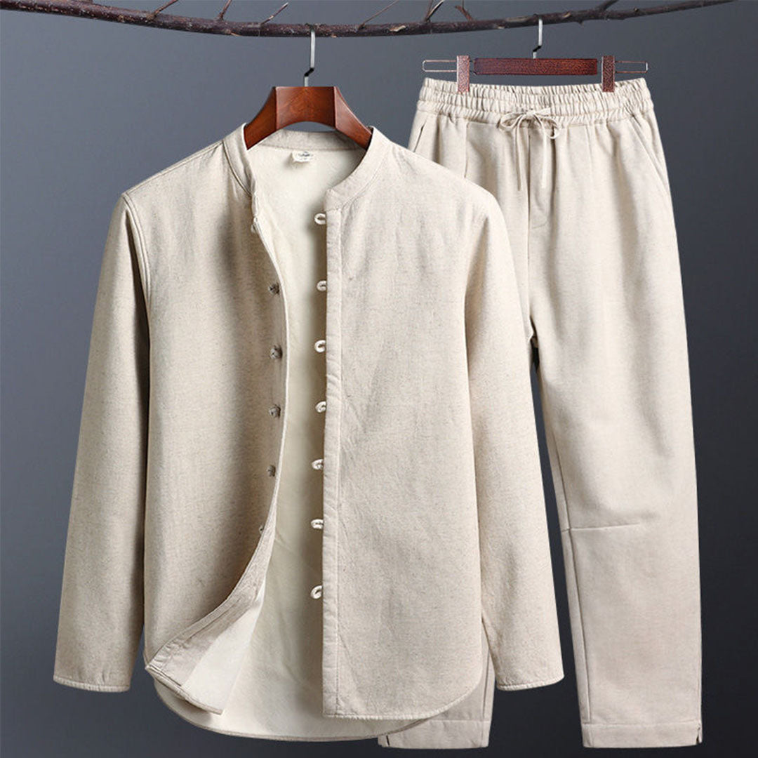 Herren-Lounge-Set mit Stehkragen und Kordelzug-Taille