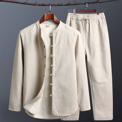 Herren-Lounge-Set mit Stehkragen und Kordelzug-Taille
