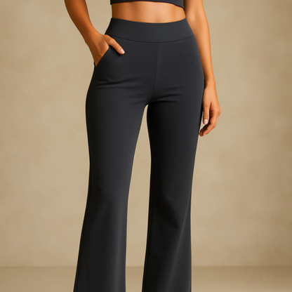 Damen Stretchhose Mit Elastischem Bund Und Seitentaschen