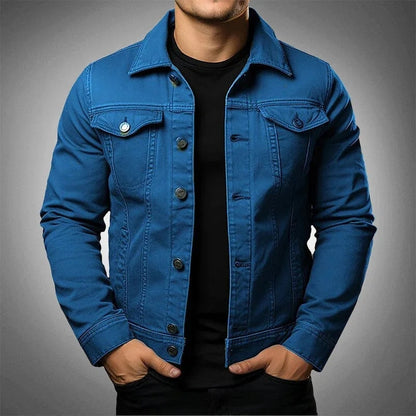Men's jacket made of denim blend fabric Solid color - Denim blend