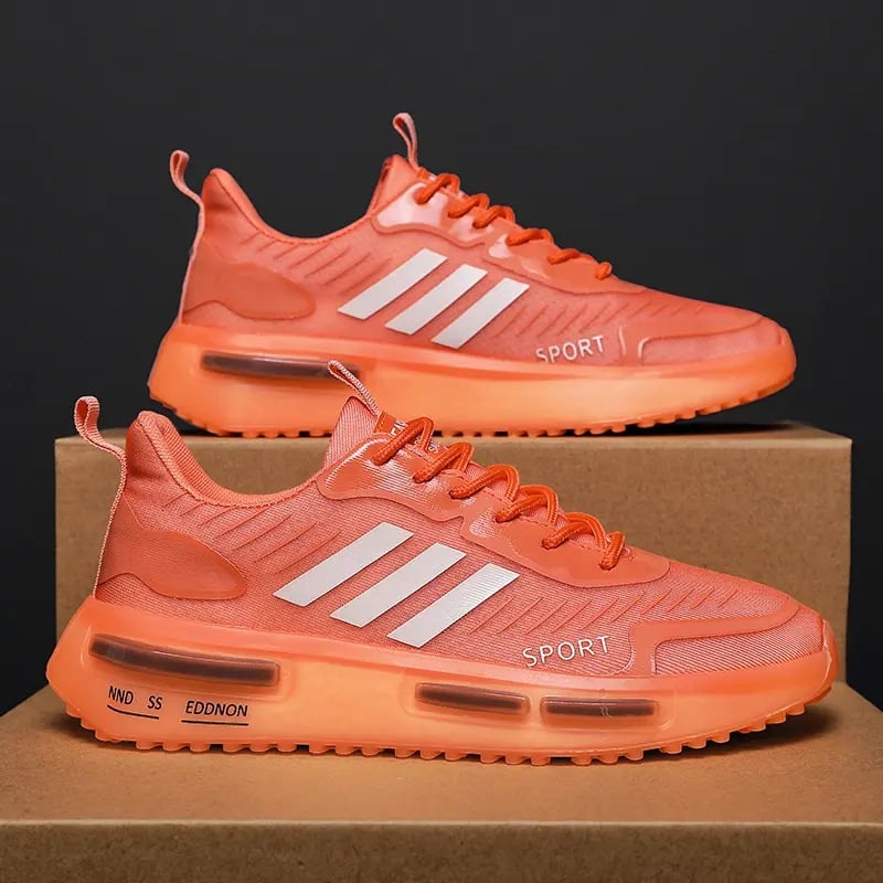 Men's lace-up sports sneakers with air-cushion sole and rounded toe