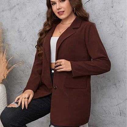 Damen Übergrößen-Einreiher-Blazer mit Klassischen Ärmeln