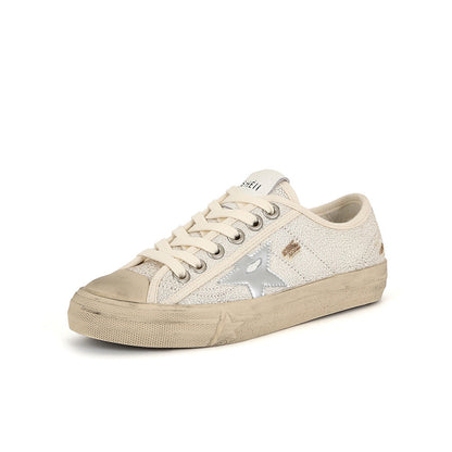 Women's sneakers in a used look with rounded toe – microfiber look