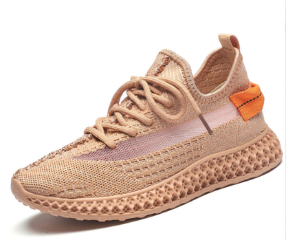 Women's wedge sneaker with rounded toe and flat shaft – knit look