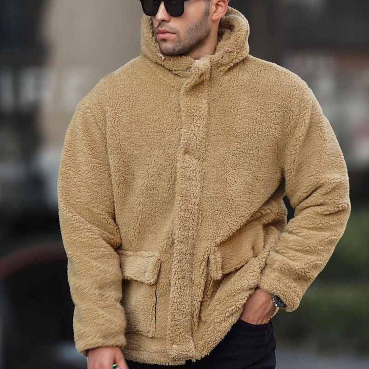 Winter coat for men with hood and patch pockets